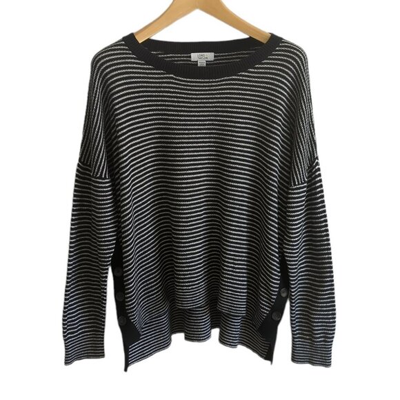 Lord & Taylor Striped Stitch Button-Slit Sweater - Picture 4 of 8